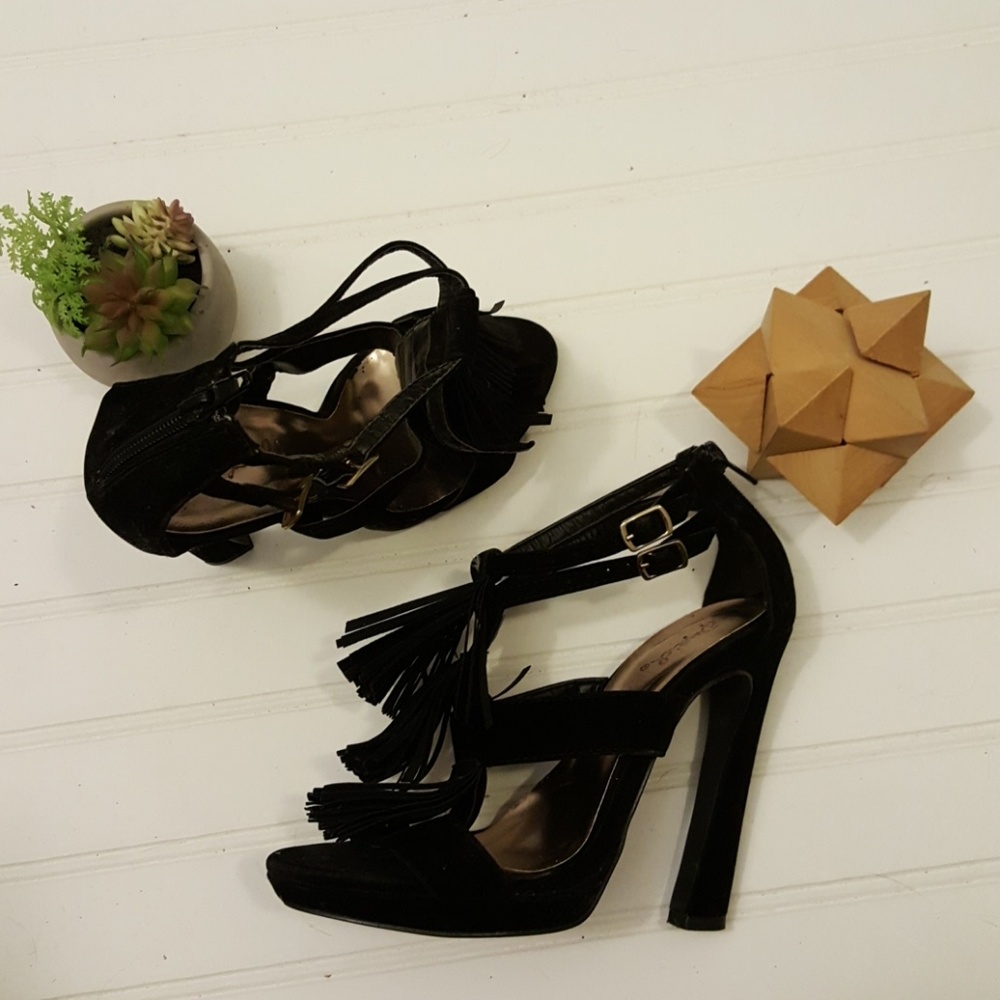 Black Tassel Heels